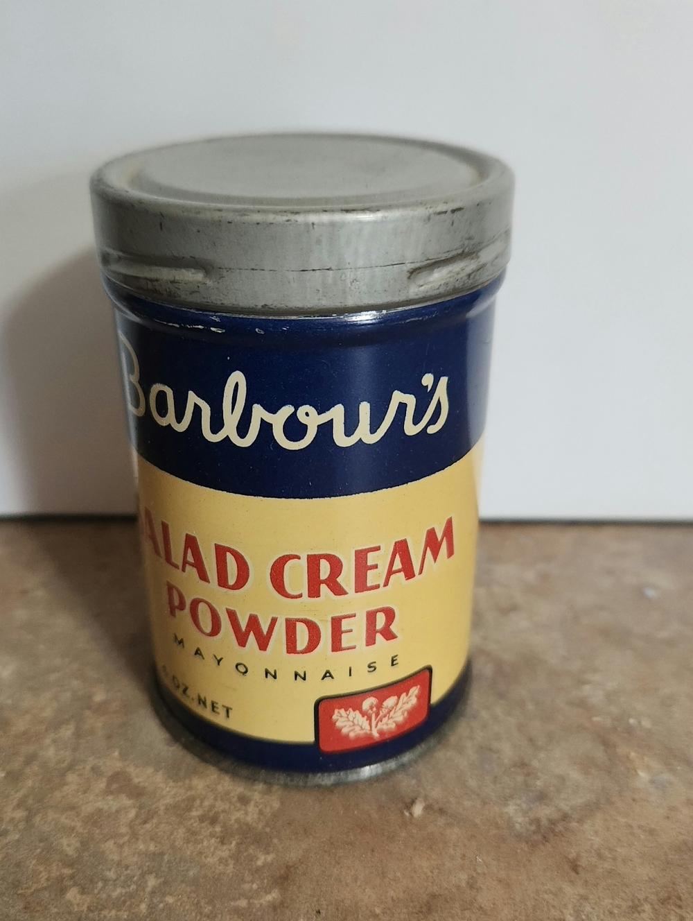 Collectible Vtg Barbour Salad Cream Powder Decorative Tin Litho Can